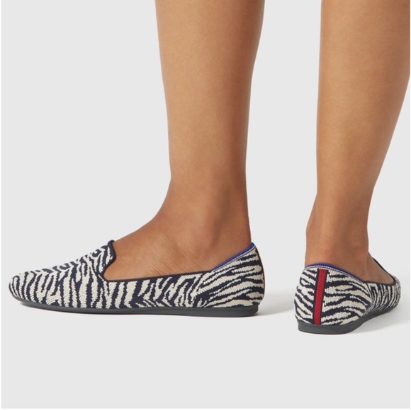 Rothy's The Almond Loafer Zebra Print Navy Blue & White Size 6 - Picture 5 of 15